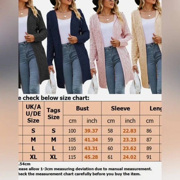 NWT Women’s Cardigan Sweater, Open Front, Beige, - Picture 10 of 15